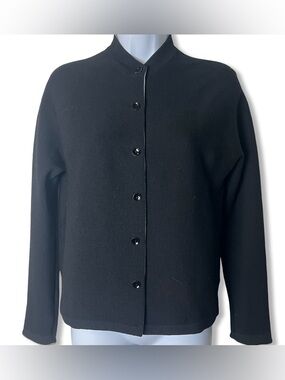 Vtg 50s Création Tricosa Paris Black Knit Jacket Two-Tone Made in France‎